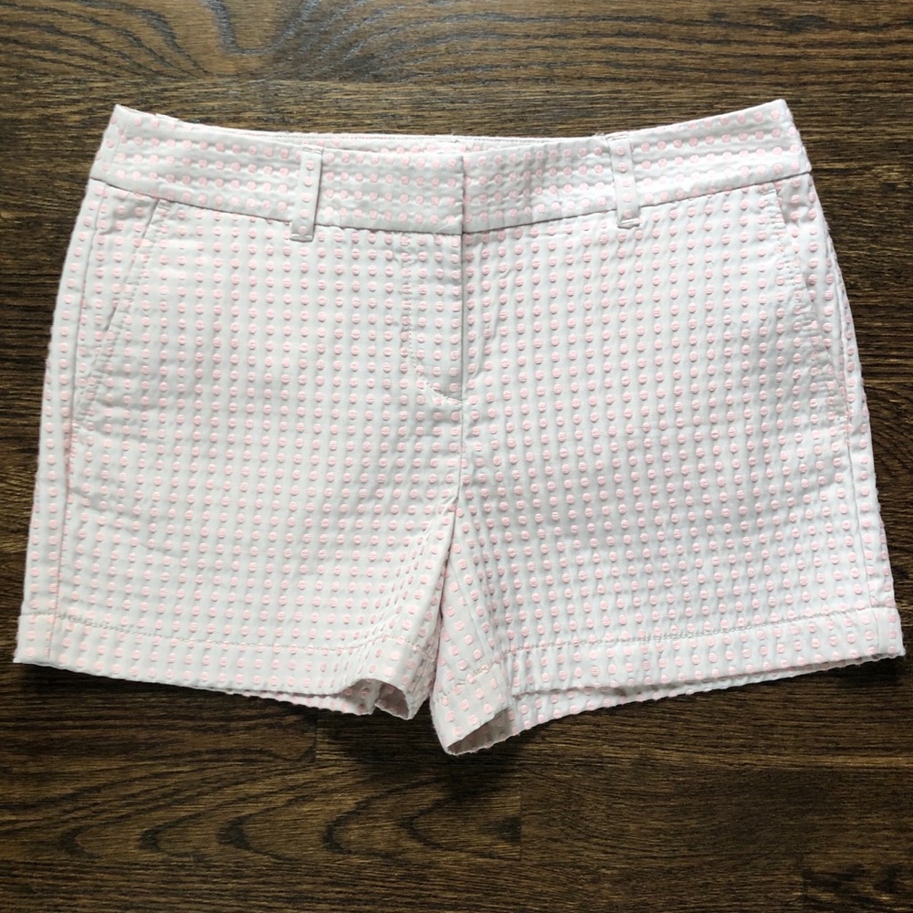 Loft shorts 4” cream w/ pink embroidered dots
